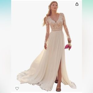 Bohemian Long Sleeve Lace Wedding Dresses